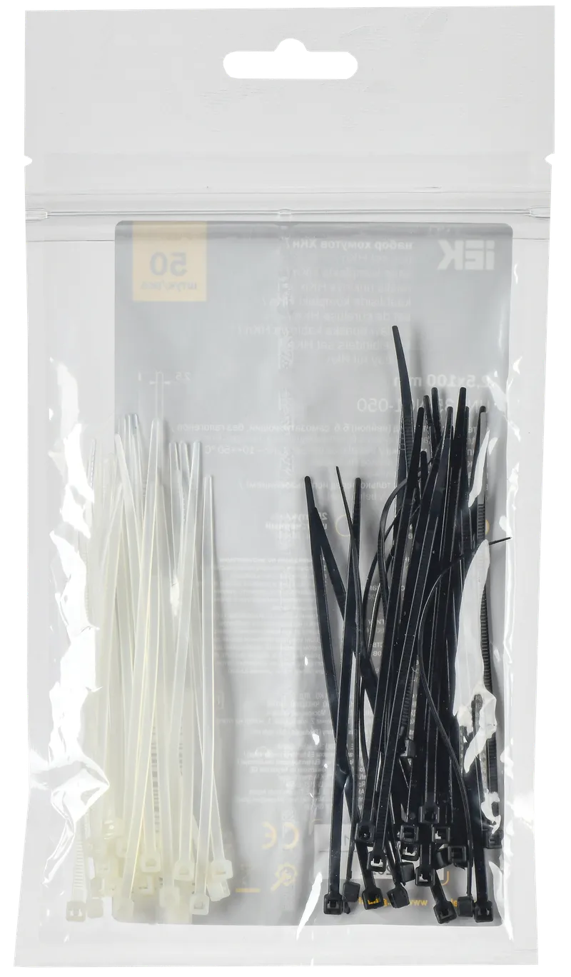 Set of clamps 2.5x100 (25 white; 25 black) (50pcs/pack) IEK