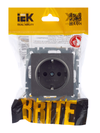 BRITE Розетка 1-местная с заземлением с защитными шторками 16А РС14-1-0-БрС сталь IEK6
