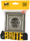 BRITE 1-gang earthed socket with protective shutters 16A, complete PCP14-1-0-BrSh champagne IEK1