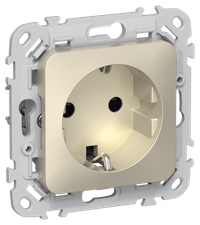 FLITE Розетка с заземлением с защитными шторками безвинтовое крепление 16А РСш11-1-ФлШ шампань IEK