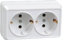 OKTAVA 2-gang socket with grounding for open installation 16A RS22-3-OB white IEK