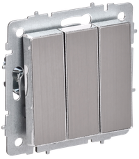 BRITE Выключатель 3-клавишный 10А ВС10-3-0-БрГН металл хром/никель IEK