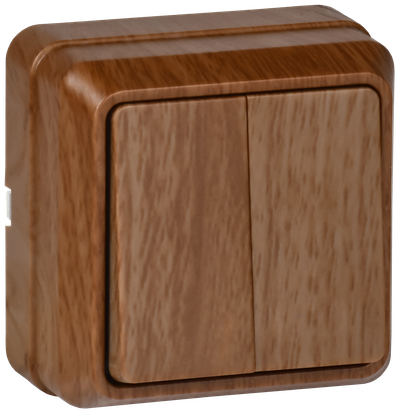 OKTAVA Выключатель 2-клавишный для открытой установки 10А ВС20-2-0-ОД дуб GENERICA