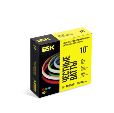 Комплект светодиодной подсветки "Неон" (лента LED 10м LSR5-5050RGB60-8-IP65-220В + драйвер) IEK