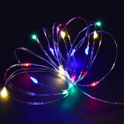 Гирлянда роса 2м 20 светодиодов RGBY IP20 прозрачный шнур 0,3м 2АА IEK