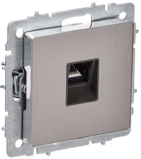 BRITE Розетка компьютерная RJ45 кат.5E РК10-БрГН металл хром/никель IEK