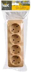 RS24-3-XC Quadruple socket with grounding contact 16A with opening installation GLORY (pine) IEK1