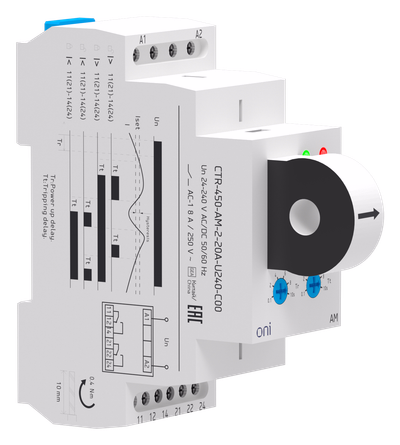 Реле контроля тока AM 2А-20А 2 контакта 24-240В AC/24В DC ONI