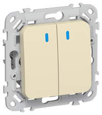 FLITE Выключатель 2-клавишный проходной с индикацией 10А ВС62-1-1-ФлН навахо IEK