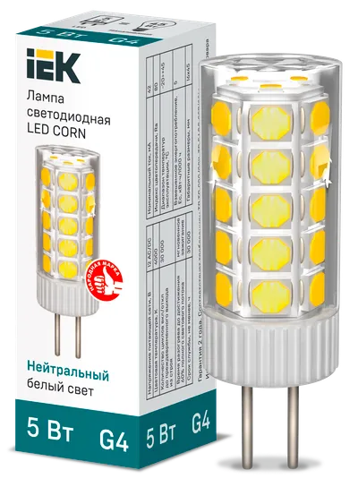 LED capsule lamp LED CORN capsule 3W 12V 4000K ceramics G4 IEK is a replacement for capsule halogen lamps of the corresponding base and is used both for basic lighting of residential and commercial premises, and for spot and accent lighting.
