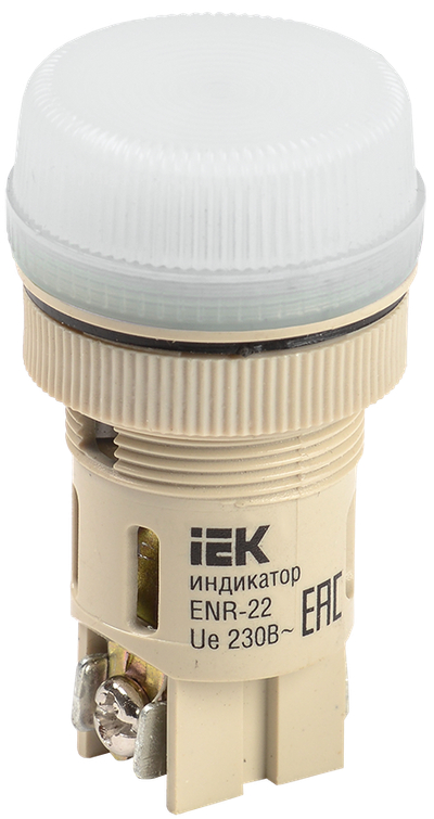 Лампа ENR-22 сигнальная d=22мм белый неон/240В цилиндр IEK