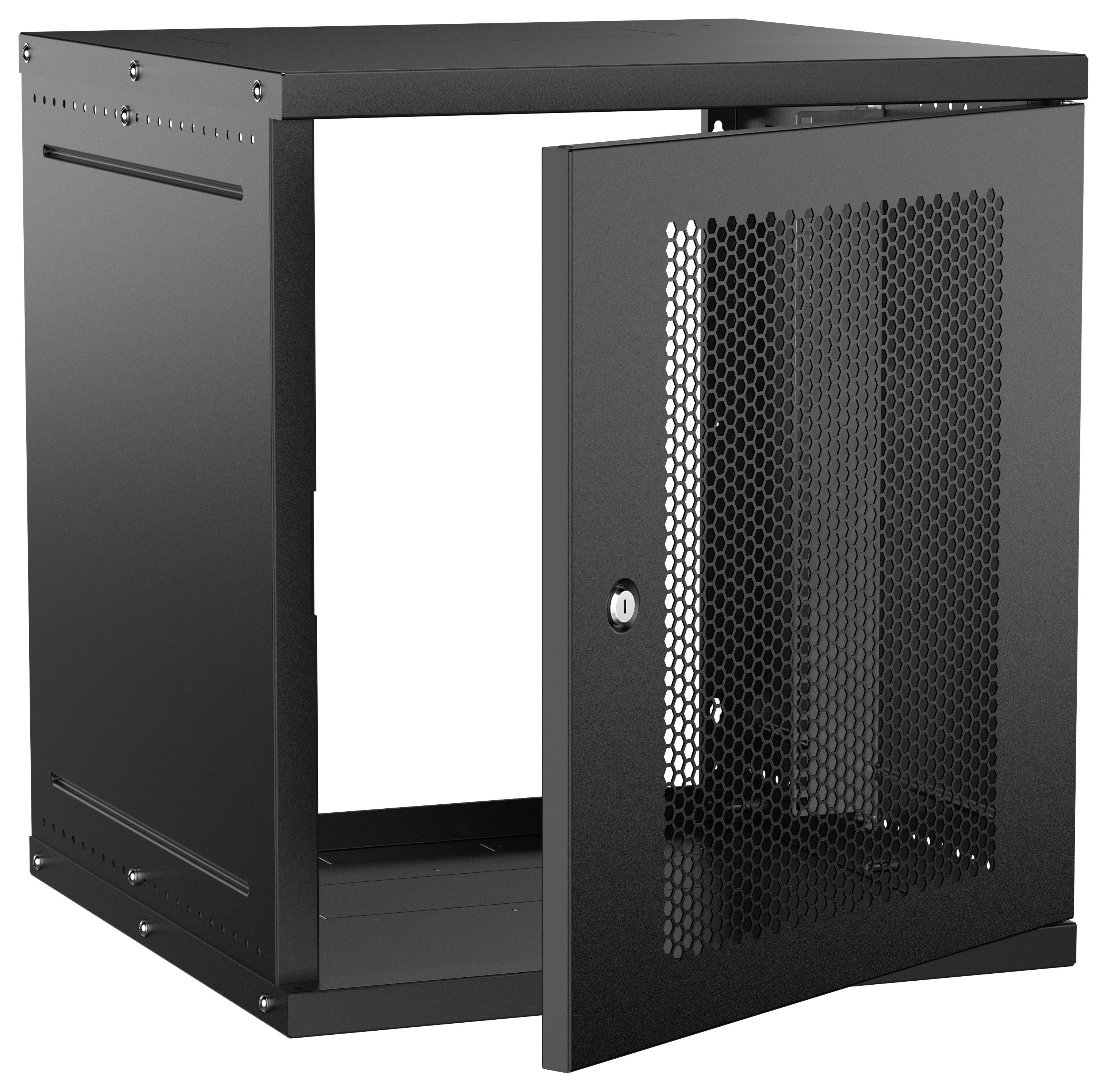 Шкаф настенный 19" 12U 600х600мм перфорированная дверь черный GENERICA (LWE5-12U66-PF-G)