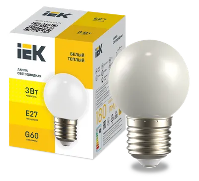 LIGHTING Лампа светодиодная декоративная G60 шар 3Вт 230В теплый белый E27 IEK