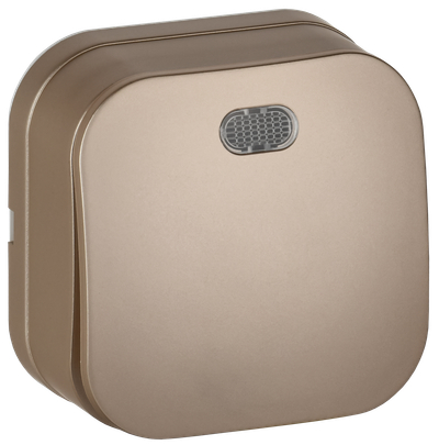 GLORY Выключатель 1-клавишный для открытой установки с индикацией 10А ВС20-1-1-ХШм шампань матовый IEK