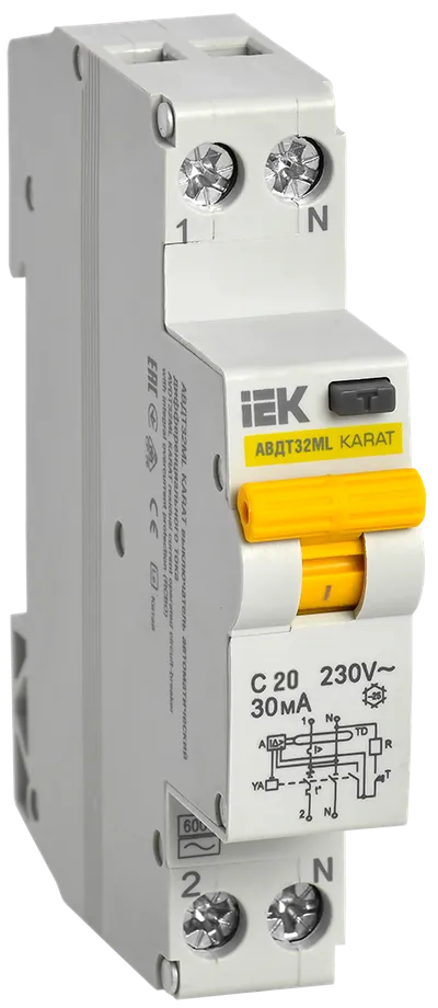 Выключатель автоматический дифференциального тока АВДТ32МL C20 30мА KARAT IEK