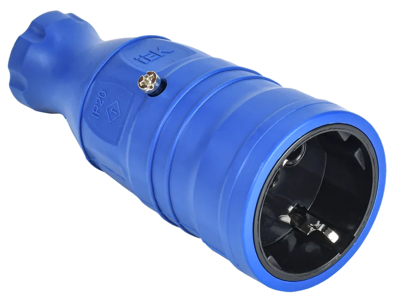 OMEGA Portable socket RBp14-1-0m IP20 rubber blue IEK