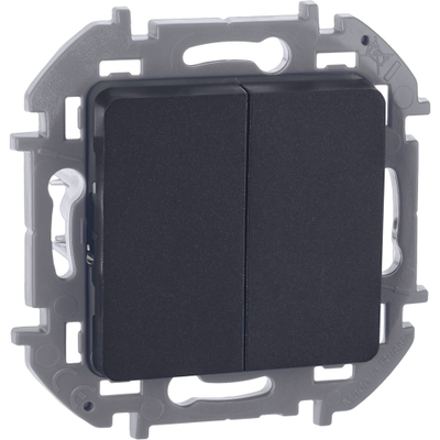 INSPIRIA Выключатель 2-клавишный схема 5 10АХ безвинтовые зажимы антрацит