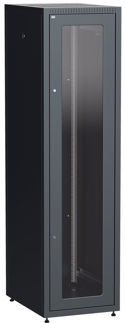 ITK LINEA E Шкаф напольный сетевой 19" 47U 600х800мм стеклянная передняя дверь задняя металлическая черный