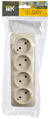 RS24-2-XK Quadruple socket without grounding contact 16A with opening installation GLORY (cream) IEK1