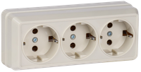 OKTAVA Розетка 3-местная с заземлением для открытой установки 16А РС23-3-ОК кремовый GENERICA
