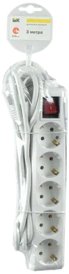Extension cord U 05K with a switch 5 sockets 2P+PE/3meters 3x1mm2 16A/250 IEK1
