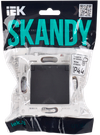 SKANDY Розетка 1-местная с заземлением с защитными шторками и крышкой 16А IP44 SK-R11G графит IEK1