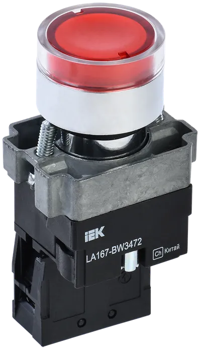 Кнопка управления LA167-BW3472 d=22мм RC 1р с подсветкой красная IEK