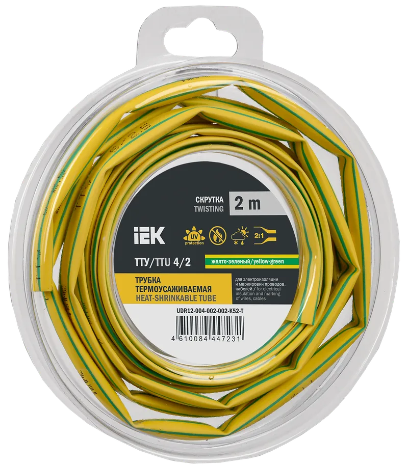 Heat shrink tube TTU ng-LS 4/2 yellow-green (2m/pack) IEK