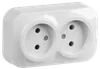 RS22-2-XB Double socket without grounding contact 10A with opening installation GLORY (white) IEK0