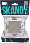 SKANDY Выключатель 2-клавишный проходной 10А SK-V05Sh шампань IEK1