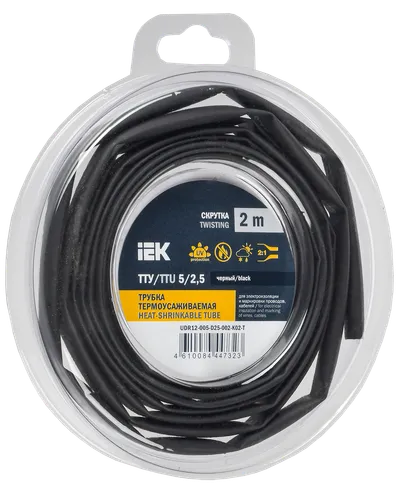 Heat shrink tube TTU ng-LS 5/2.5 black (2m/pack) IEK