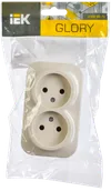RS22-2-XK Double socket without grounding contact 10A with opening installation GLORY (cream) IEK1
