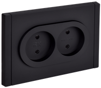 FORTE&PIANO Розетка 2-местная без заземления с защитными шторками безвинтовое крепление 10А FP125M металл черный IEK