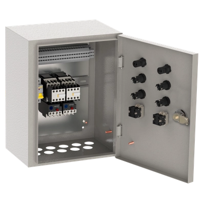 Ящик управления Я5135-2474 нереверсивный 2 фидера без автоматического выключателя с переключателем на автоматический режим 2,5А IEK