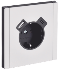 FORTE&PIANO Розетка 1-местная с заземлением с защитными шторками винтовое крепление 16А USB A+C 18Вт FP247M металл белый IEK