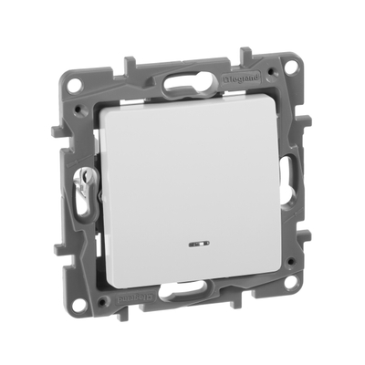 ETIKA Выключатель 1-клавишный с подсветкой/индикацией схема 1L 10АХ безвинтовые зажимы белый