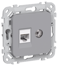 FLITE Розетка 2-местная RJ45/TV категория 5Е UTP РКТВ5е-2-0-ФлС серый IEK