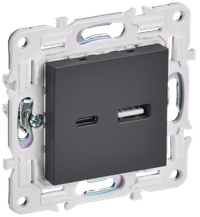 SKANDY Розетка USB A+C 18Вт SK-R13T титан IEK