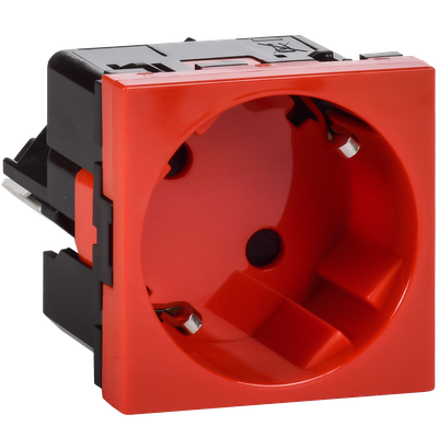 Roset 45 -grade with grounding contact with a protective curtain and a shameful clamp (2 modules) red IEK