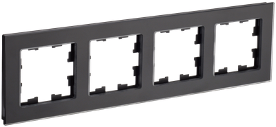BRITE Рамка 4-местная РУ-4-2-Бр стекло черный матовый IEK