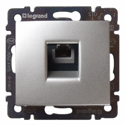 VALENA Розетка телефонная RJ11 алюминий