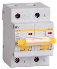 KARAT Автоматический выключатель ВА47-100 2P D 20А 10кА IEK