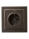 BRITE 1-gang earthed socket with protective shutters 16A, complete RSR14-1-0-BrTB dark bronze IEK2