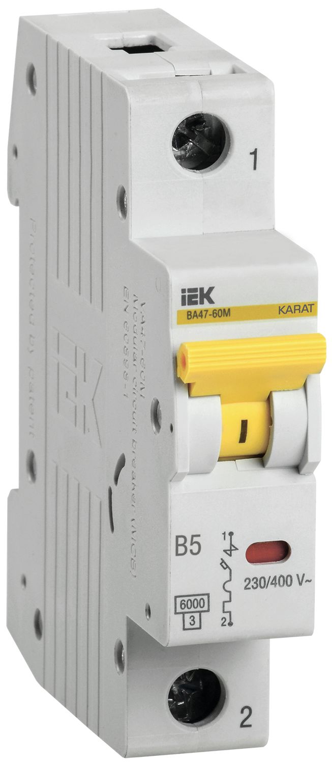 KARAT Автоматический выключатель ВА47-60M 1P B 5А 6кА IEK (MVA31-1-005-B)