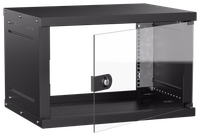Шкаф настенный 19" 6U 600х450мм стеклянная дверь черный GENERICA