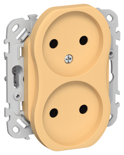 FLITE Розетка 2-местная без заземления без защитных шторок 10А РС02-0-ФлЗ золотарник IEK