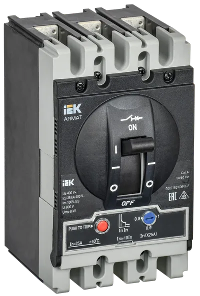 ARMAT Автоматический выключатель в литом корпусе 3P типоразмер S 35кА 25А расцепитель термомагнитный регулируемый IEK