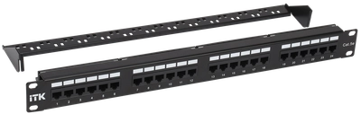 ITK 1U патч-панель кат. 5Е UTP 24 порта (Dual) с кабельным органайзером