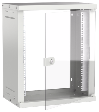 Шкаф настенный 19" 12U 550х350мм стеклянная дверь серый GENERICA