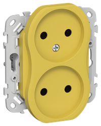 FLITE Розетка 2-местная без заземления без защитных шторок безвинтовое крепление 10А РС02-1-ФлЖК желтый карри IEK